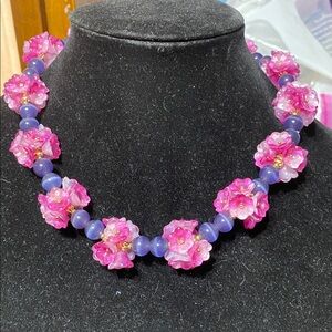 EYE CANDY LOS ANGELES Yasamin pink & purple Floral Beaded CHOKER Necklace